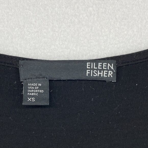 EILEEN FISHER Dress XS Stretch Rayon Jersey Surplice Tank Maxi Shirred Black USA - Picture 10 of 16